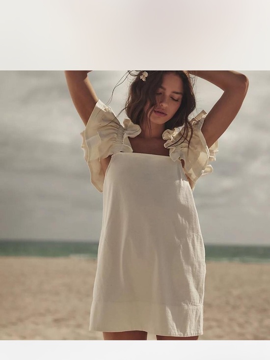 Free People Dresses & Skirts - Free people Josie Ruffled Sleeve Ivory Mini Dress